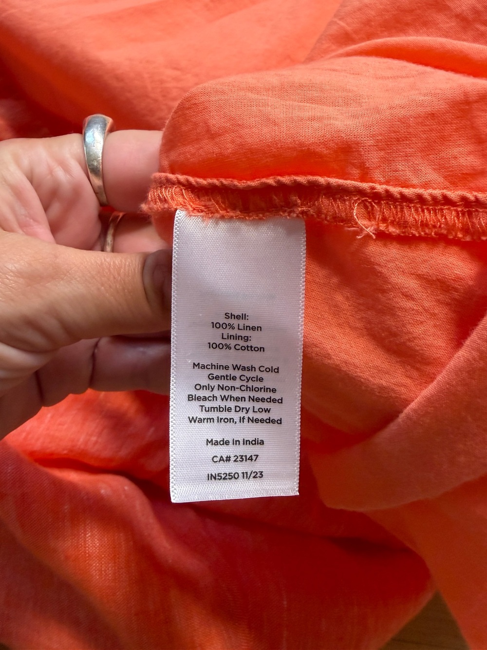Talbots Faux Wrap Linen Shirt Dress Fit & Flare Orange Creamsicle Resort Beach - Picture 6 of 12